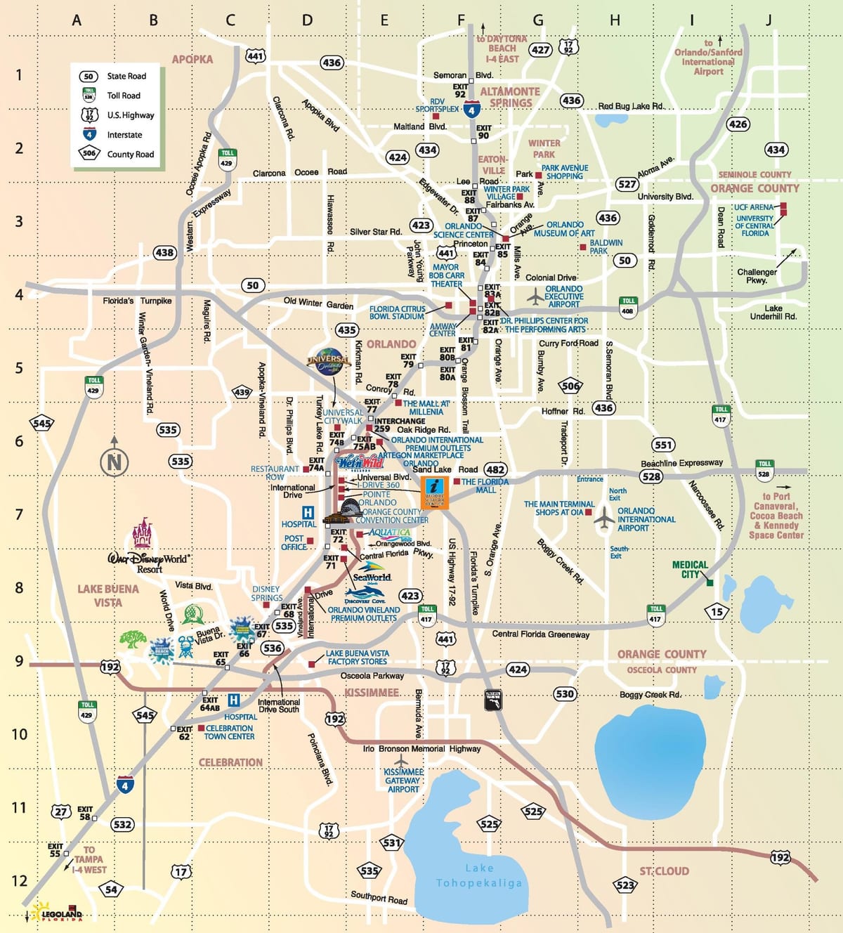 地図のオーランドテーマパーク