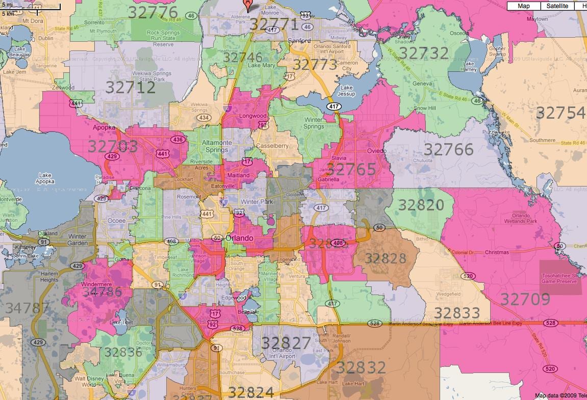 Orlando fl郵便番地図