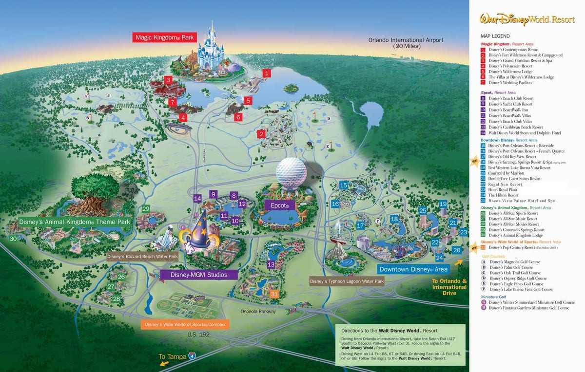 地図のウォルトディズニーワールド